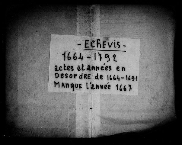 Baptêmes, mariages, sépultures (1664-1792).