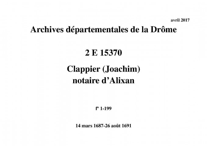 14 mars 1687-26 août 1691