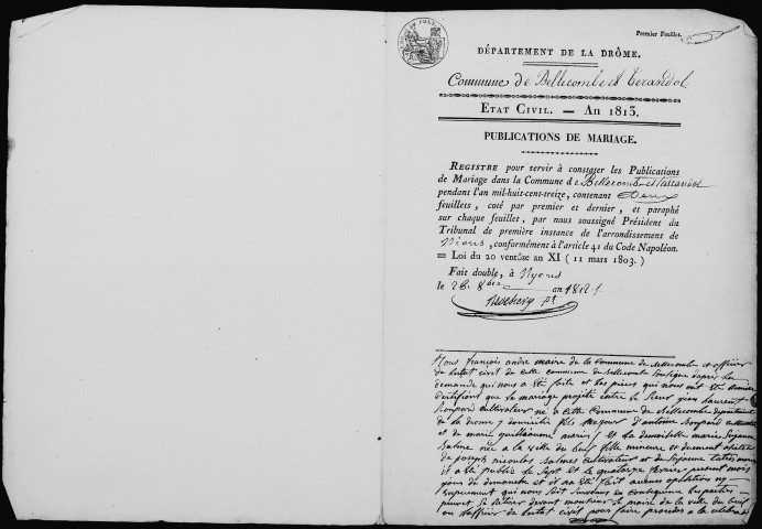 Publications de mariages (1813-1897).