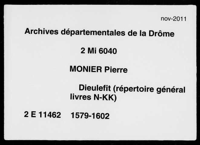 Répertoire général (1579-1602).