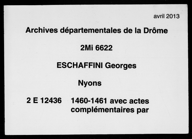 Notes brèves (24 avril 1460-1461).