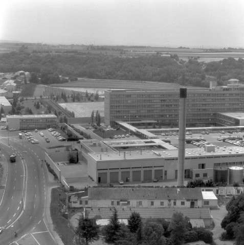 Vue aérienne du centre hospitalier.