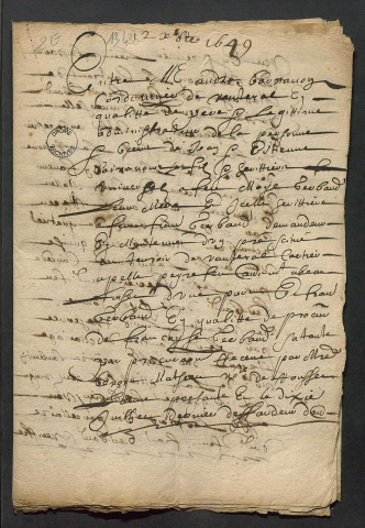 Actes volants et procédures (12 décembre 1649-16 avril 1679).