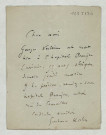 LAS lui annonçant la mort de Georges Verlaine et ses obsèques.