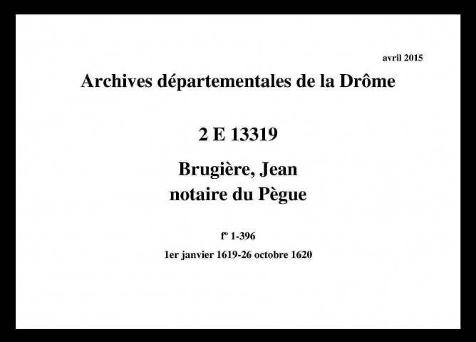 1er janvier 1619-26 octobre 1620