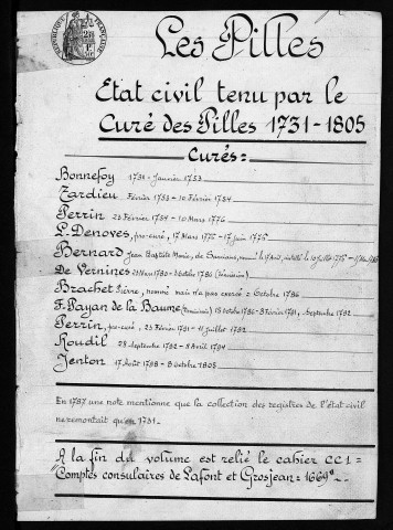 Baptêmes, mariages, sépultures (1731-an XIV).