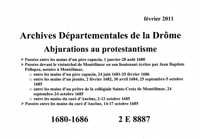 Abjurations au protestantisme (1680-1686).