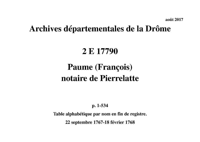 22 septembre 1767-18 février 1768