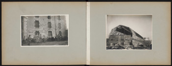 Mules au parc. Hangar détruit.