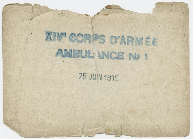 XIVeme corps d'armée, ambulance n°1.