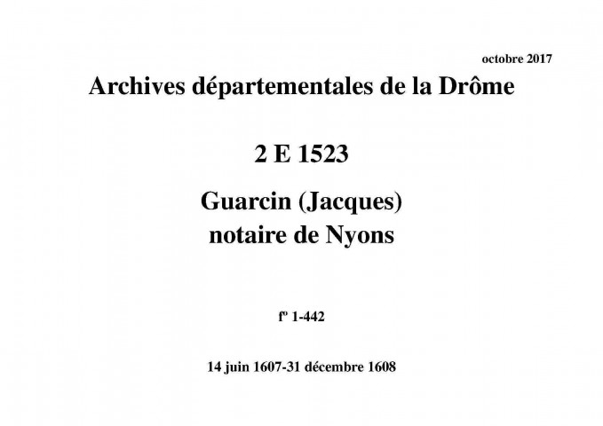 14 juin 1607-31 décembre 1608