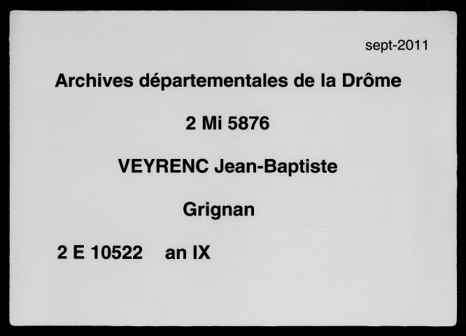 1er vendémiaire-9 pluviôse an IX