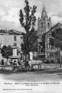 La fontaine et l'église Assomption de Notre-Dame.