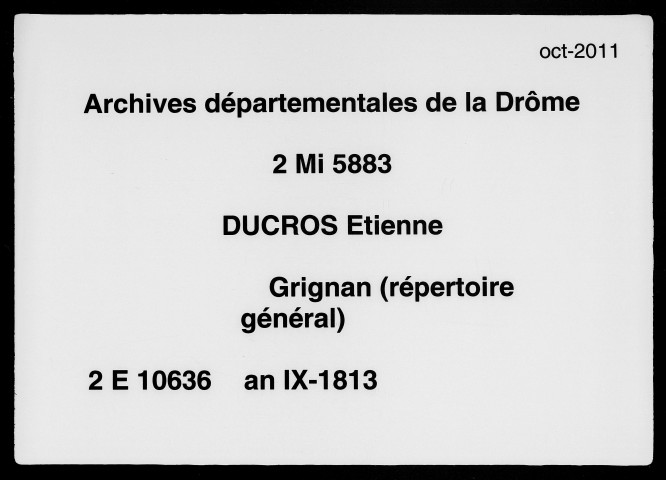 Tables alphabétiques annuelles des débiteurs (an IX-1813).