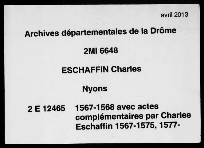 Notes brèves (3 février 1567-2 janvier 1568).