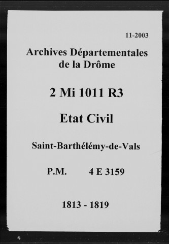 Publications de mariages (1813-1818).