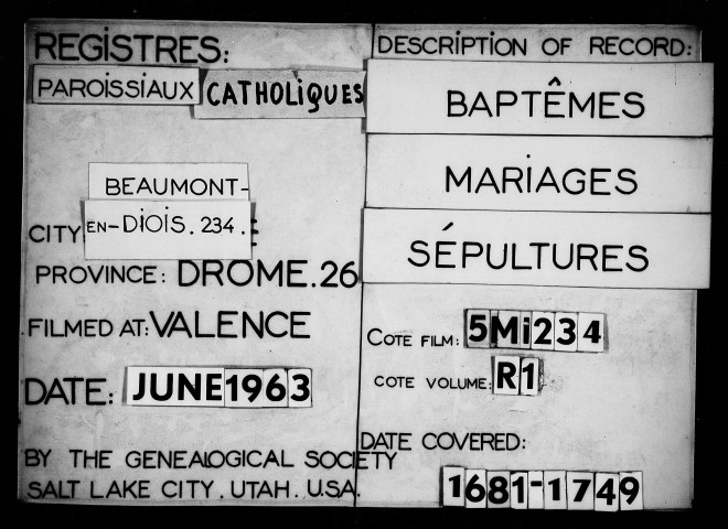 Religion catholique. - Baptêmes, mariages, sépultures (1681-1792).