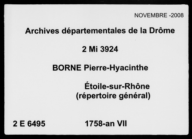 Relevé des actes dûs (9 septembre 1758-6 pluviôse an VII).