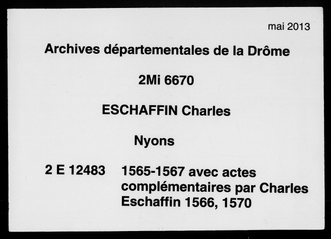 Notes brèves (26 décembre 1566-14 décembre 1567).