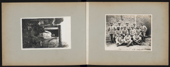 Soldat devant un abri. Groupe de soldats.