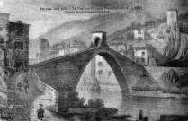 Le pont roman sur l'Eygues en 1830, reproduction d'une lithographie de l'Album du Dauphiné.