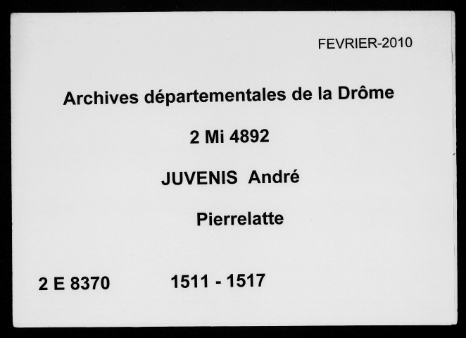 7 décembre 1511-17 janvier 1517