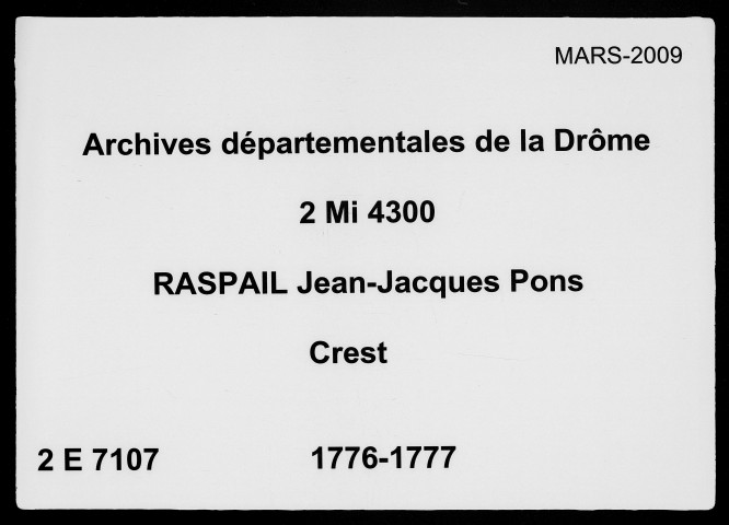 22 novembre 1776-5 octobre 1777