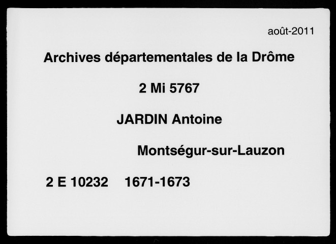 1er janvier 1671-17 novembre 1673