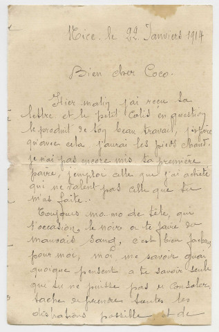 Lettres envoyées à sa femme Marie.