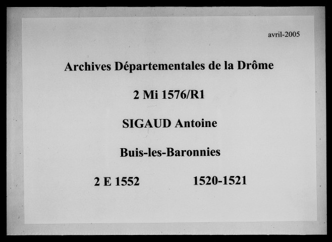 1er janvier 1520-23 octobre 1521