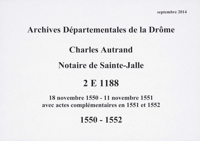 18 novembre 1550-16 novembre 1551