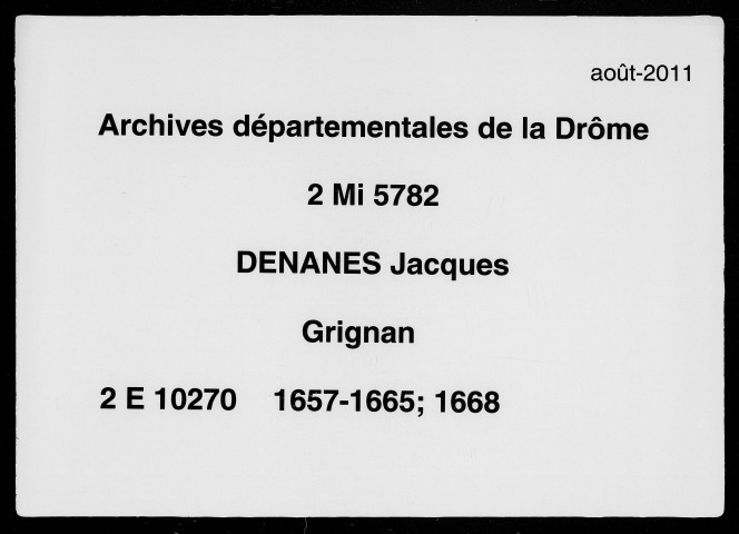 6 janvier 1657-14 septembre 1668