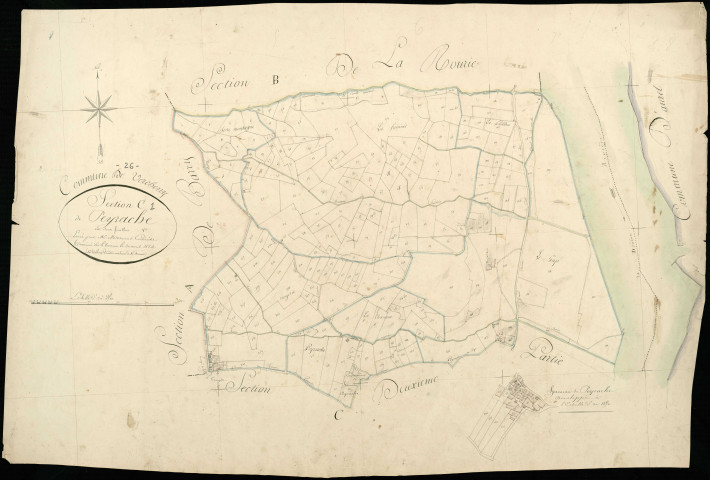 Section C1, Peyrache. Peyrache (hameau, parcelles n° 174-205) (agrandissement).