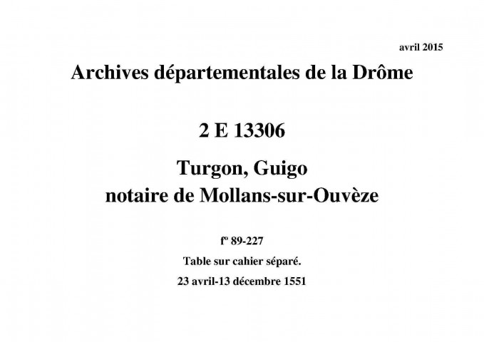 23 avril-13 décembre 1551