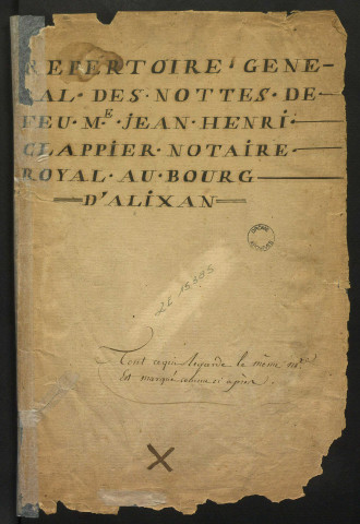 Répertoire gérénal renvoyant aux registres A à F [1714-1727].