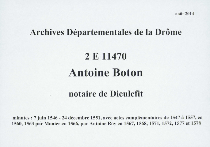 7 juin 1546-24 décembre 1551