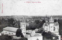 Vue du château détruit par sa propriétaire Léopoldine Bruyat en 1913 et l'église du Vœu-de-Louis XIII.
