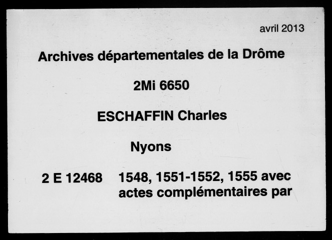 Notes brèves (6 juillet 1548-19 avril 1552).