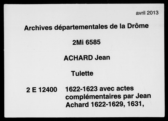 4 juillet 1622-21 décembre 1623