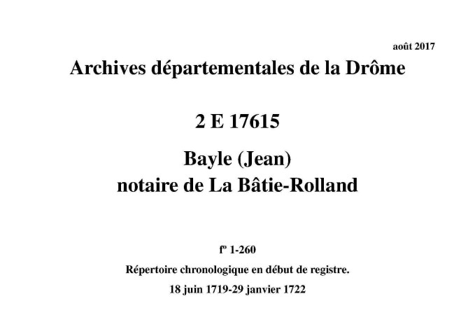 18 juin 1719-29 janvier 1722