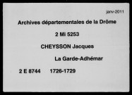 6 janvier 1726-23 juillet 1729