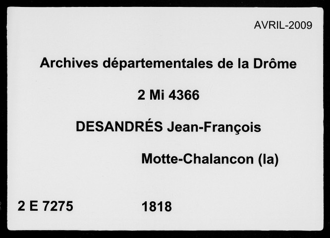 3 janvier-15 décembre 1818