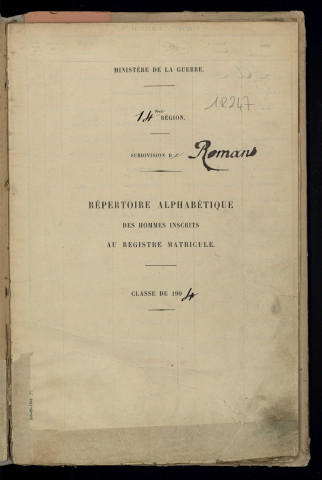 Table alphabétique.