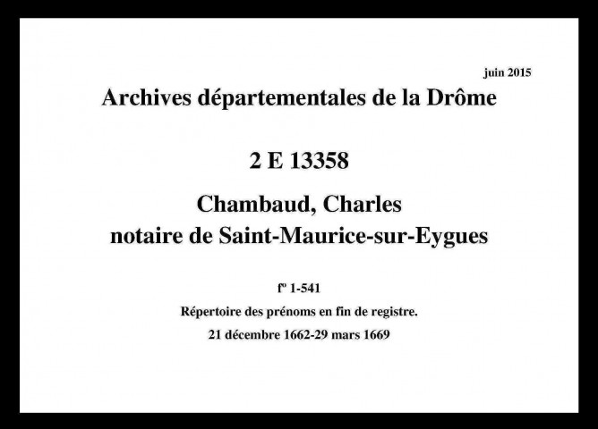 21 décembre 1662-29 mars 1669