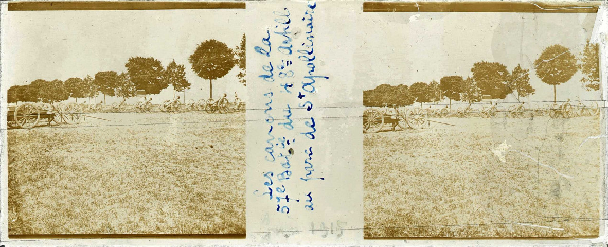 Saint-Apollinaire. - Les canons au parc de la 57e batterie du 48e régiment artillerie.