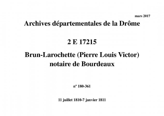 11 juillet 1810-7 janvier 1811