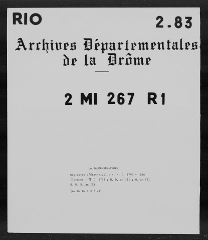 Naissances, mariages, décès (1793-1846).