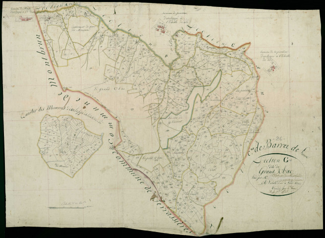 Section G, Grand-Ubac. Hameau de Janisseau, hameau du Moulin, les Mourres (lieu-dit, parcelles n° 70-168), hameau de la Pierrière (agrandissements).