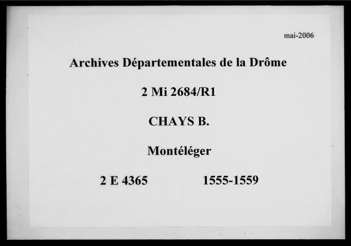 27 mars 1555-14 février 1559