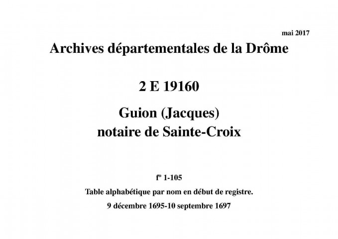 9 décembre 1695-10 septembre 1697